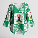 Nigeria Christmas Kimono Sleeve Blouse Patchwork Style
