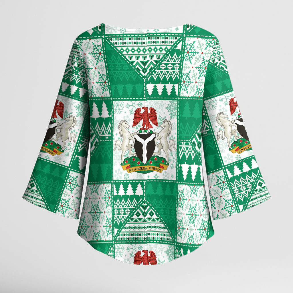 Nigeria Christmas Kimono Sleeve Blouse Patchwork Style
