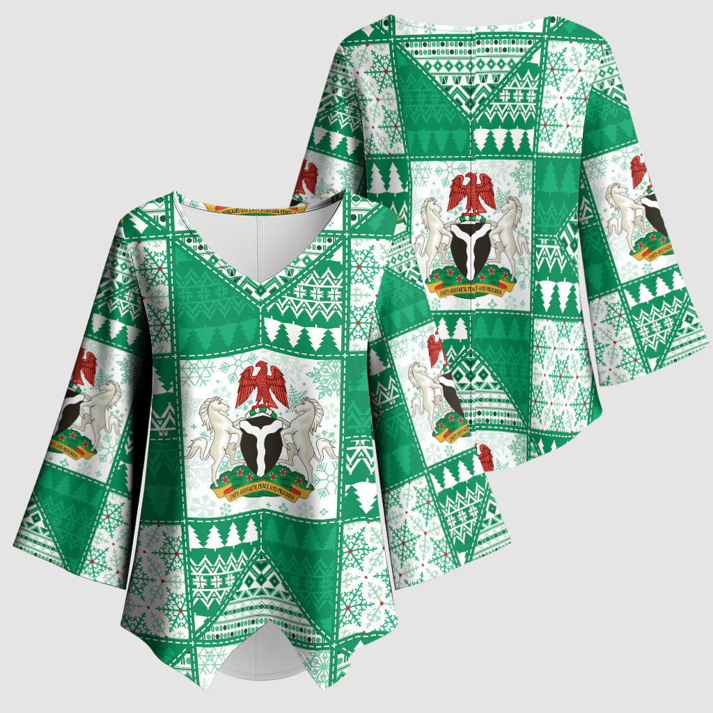 Nigeria Christmas Kimono Sleeve Blouse Patchwork Style