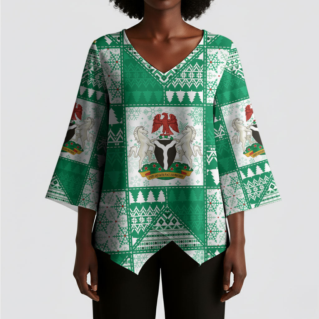 Nigeria Christmas Kimono Sleeve Blouse Patchwork Style