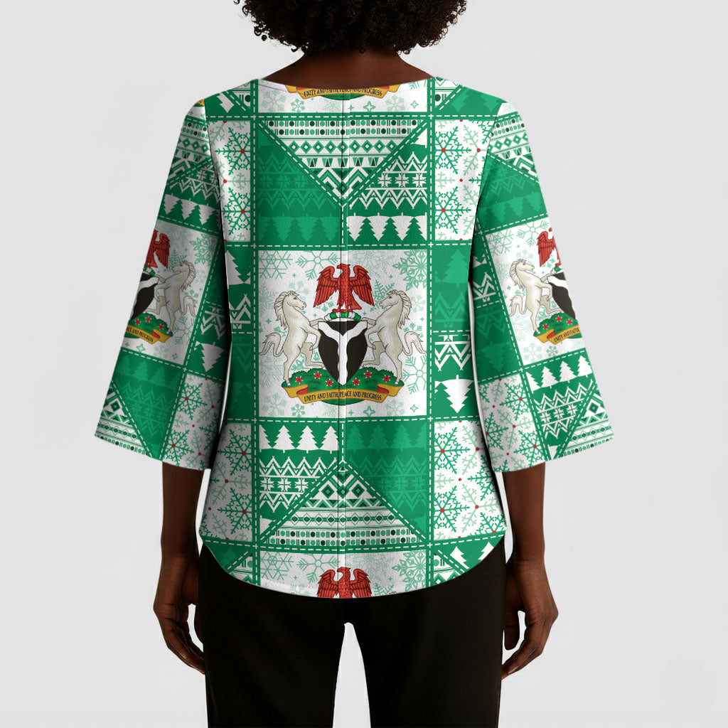 Nigeria Christmas Kimono Sleeve Blouse Patchwork Style