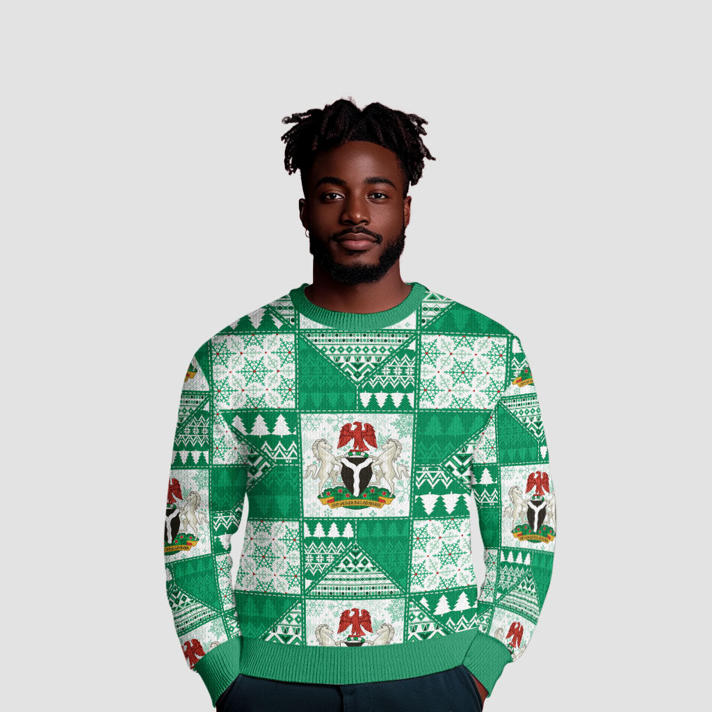 Nigeria Christmas Ugly Christmas Sweater Patchwork Style