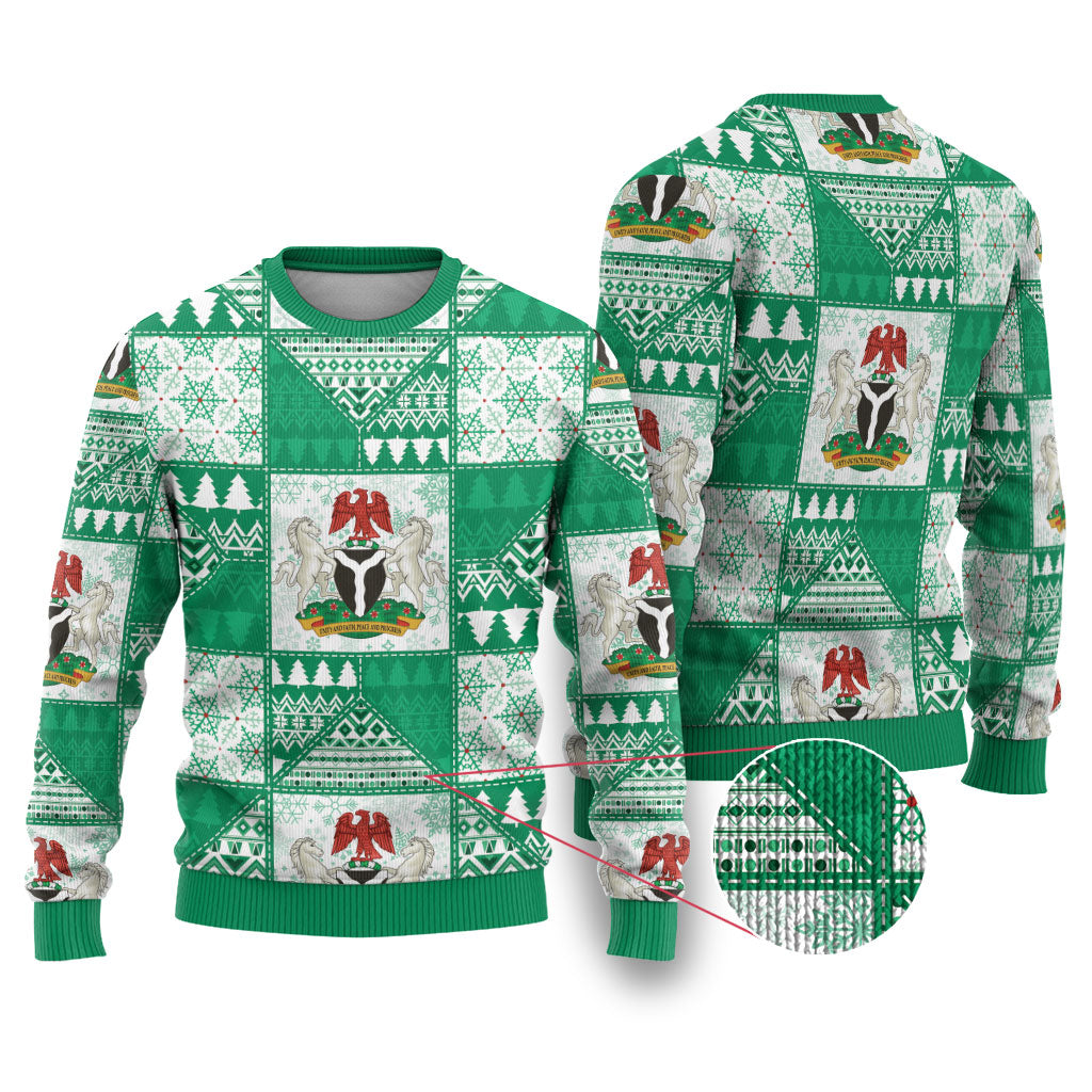 Nigeria Christmas Ugly Christmas Sweater Patchwork Style