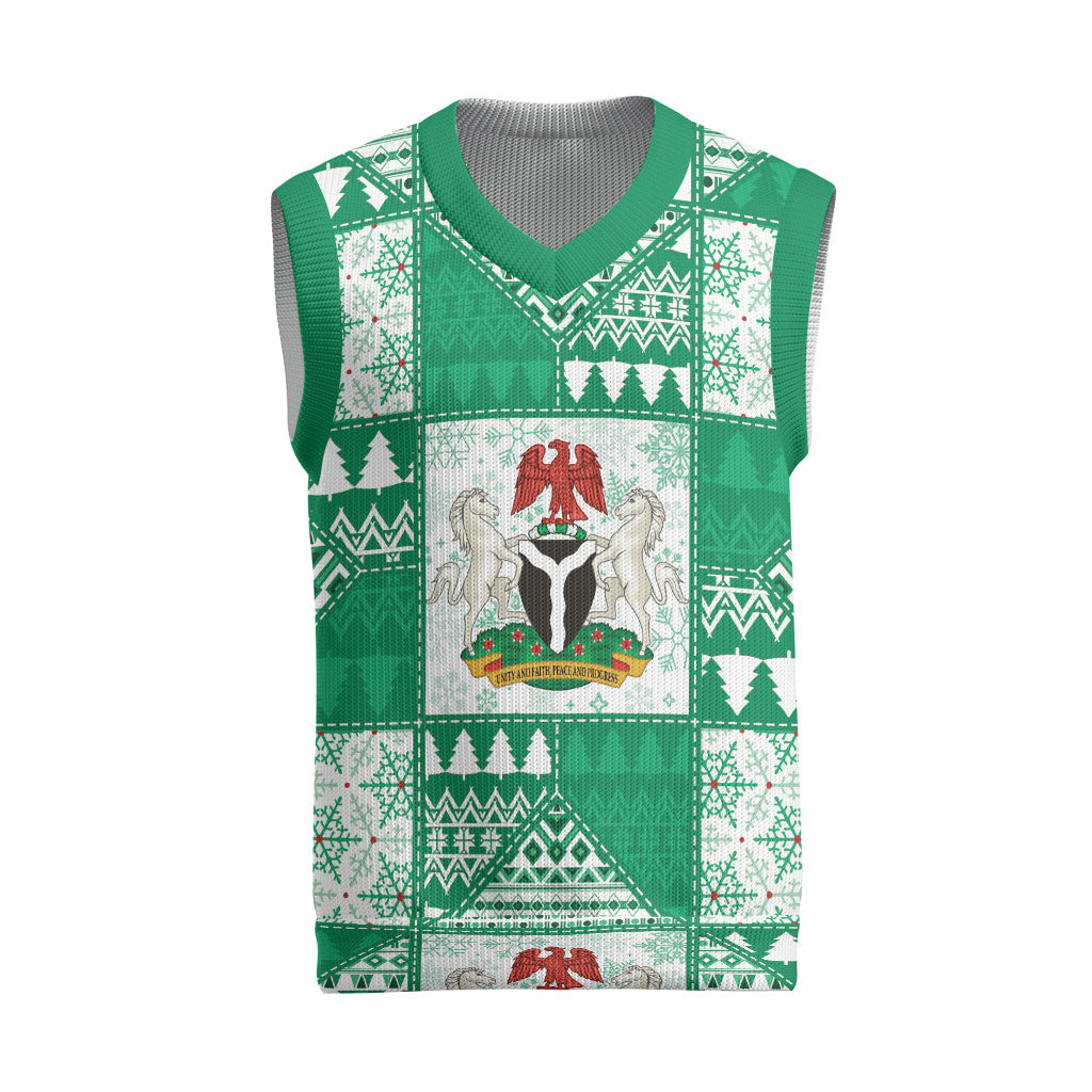 Nigeria Christmas Knitted V-Neck Vest Patchwork Style
