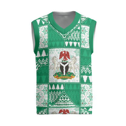 Nigeria Christmas Knitted V-Neck Vest Patchwork Style