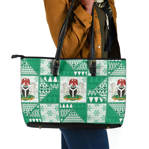 Nigeria Christmas Leather Tote Bag Patchwork Style