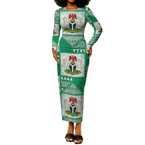 Nigeria Christmas Long Sleeve Bodycon Dress Patchwork Style
