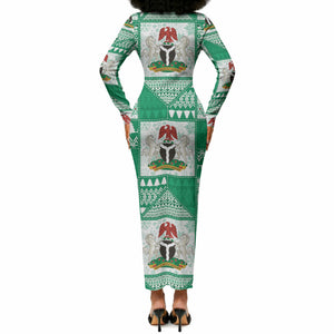 Nigeria Christmas Long Sleeve Bodycon Dress Patchwork Style