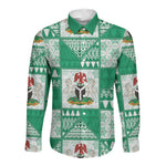 Nigeria Christmas Long Sleeve Button Shirt Patchwork Style