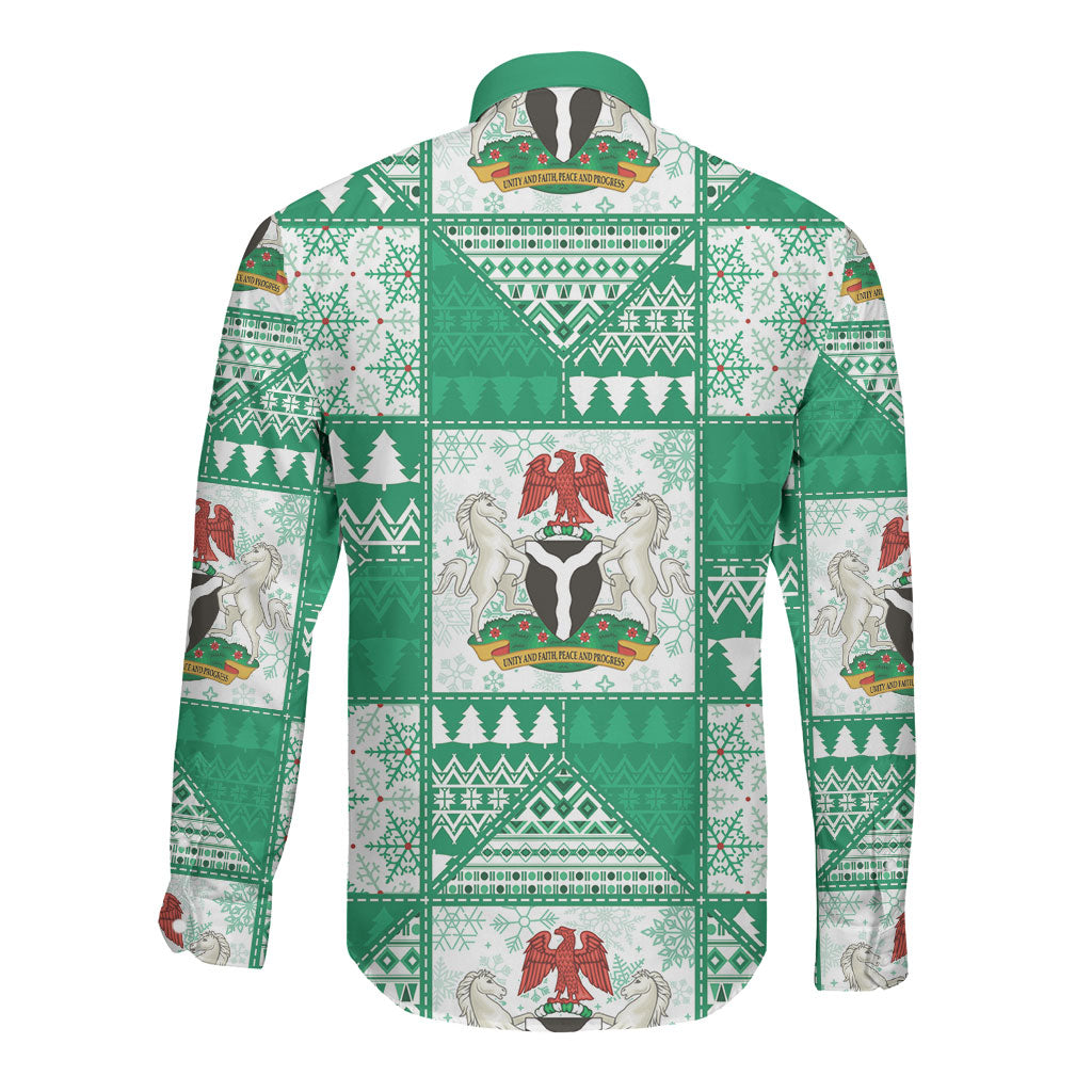 Nigeria Christmas Long Sleeve Button Shirt Patchwork Style
