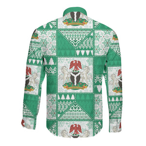 Nigeria Christmas Long Sleeve Button Shirt Patchwork Style