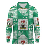 Nigeria Christmas Long Sleeve Polo Shirt Patchwork Style