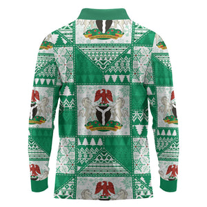 Nigeria Christmas Long Sleeve Polo Shirt Patchwork Style