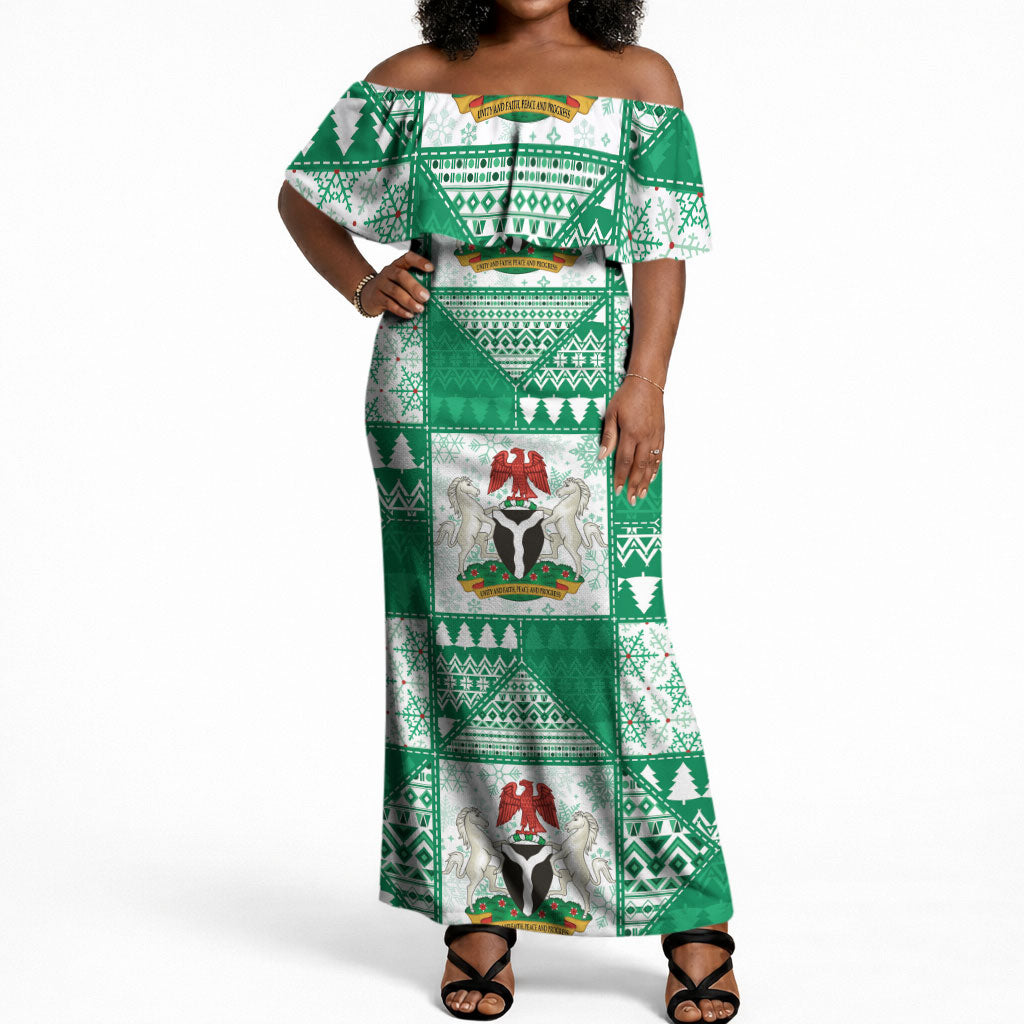 Nigeria Christmas Off Shoulder Maxi Dress Patchwork Style