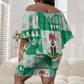 Nigeria Christmas Off Shoulder Short Dress Patchwork Style