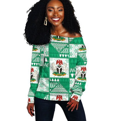 Nigeria Christmas Off Shoulder Sweater Patchwork Style