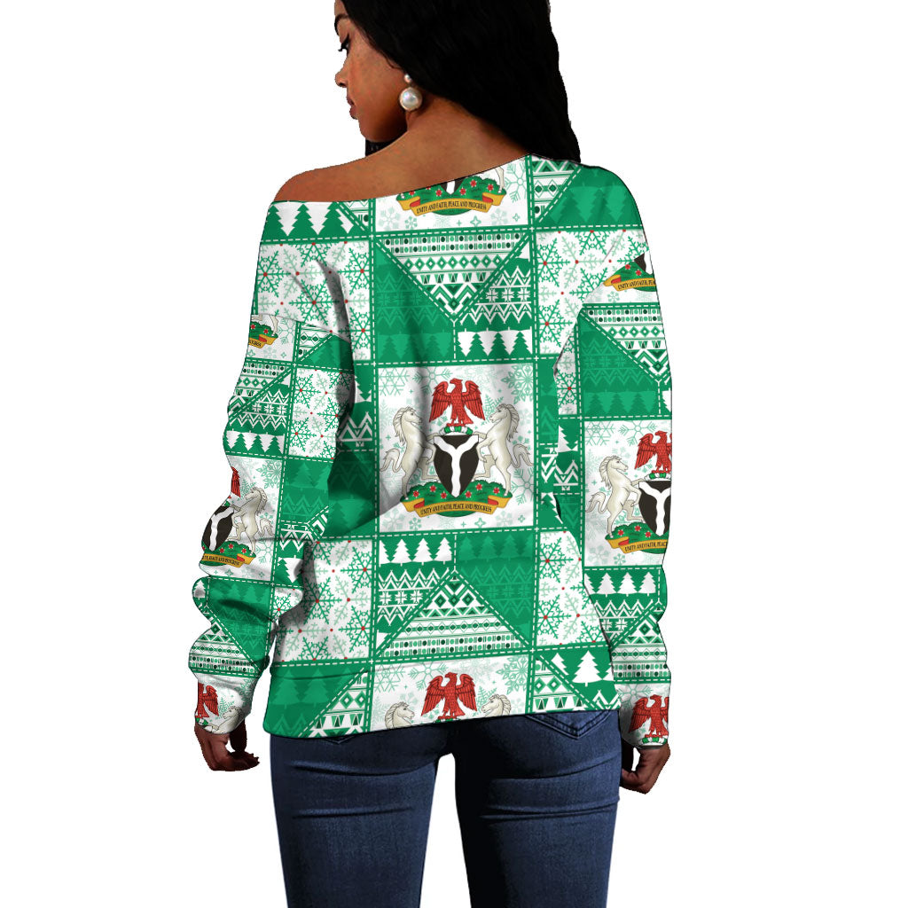 Nigeria Christmas Off Shoulder Sweater Patchwork Style