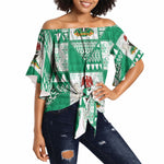 Nigeria Christmas Off Shoulder Wrap Waist Top Patchwork Style