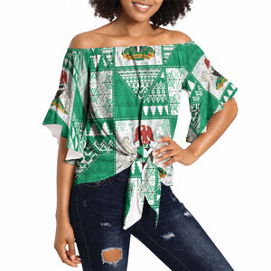 Nigeria Christmas Off Shoulder Wrap Waist Top Patchwork Style