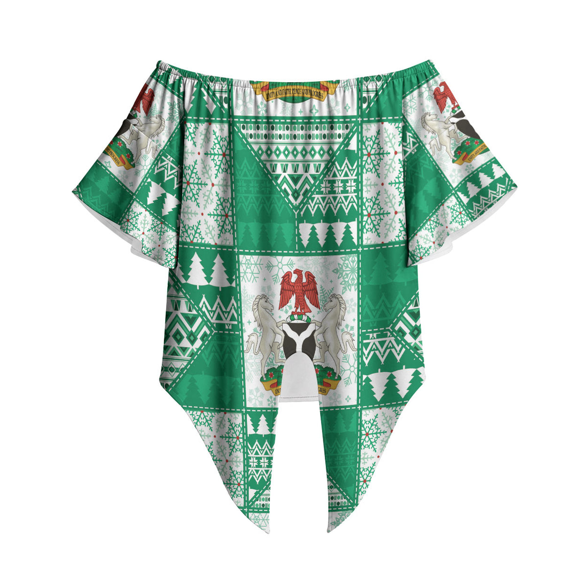Nigeria Christmas Off Shoulder Wrap Waist Top Patchwork Style