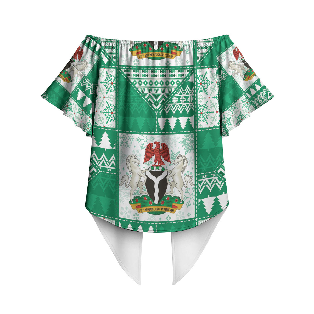 Nigeria Christmas Off Shoulder Wrap Waist Top Patchwork Style