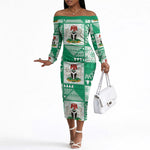 Nigeria Christmas Off The Shoulder Long Sleeve Dress Patchwork Style