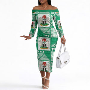 Nigeria Christmas Off The Shoulder Long Sleeve Dress Patchwork Style
