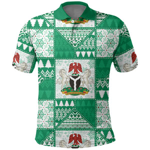 Nigeria Christmas Polo Shirt Patchwork Style