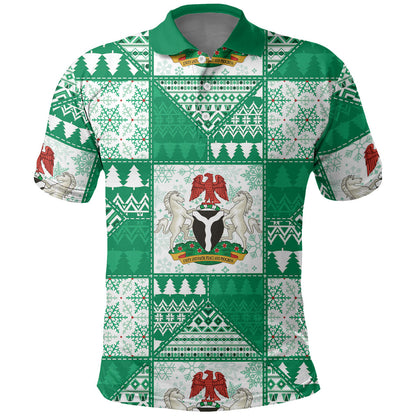 Nigeria Christmas Polo Shirt Patchwork Style