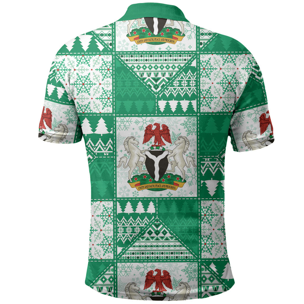 Nigeria Christmas Polo Shirt Patchwork Style