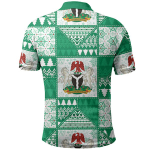 Nigeria Christmas Polo Shirt Patchwork Style