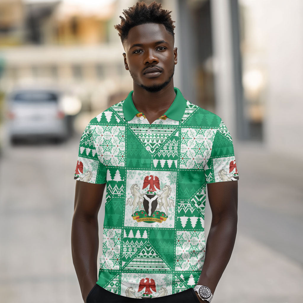 Nigeria Christmas Polo Shirt Patchwork Style