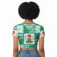 Nigeria Christmas Raglan Cropped T shirt Patchwork Style