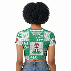 Nigeria Christmas Raglan Cropped T shirt Patchwork Style