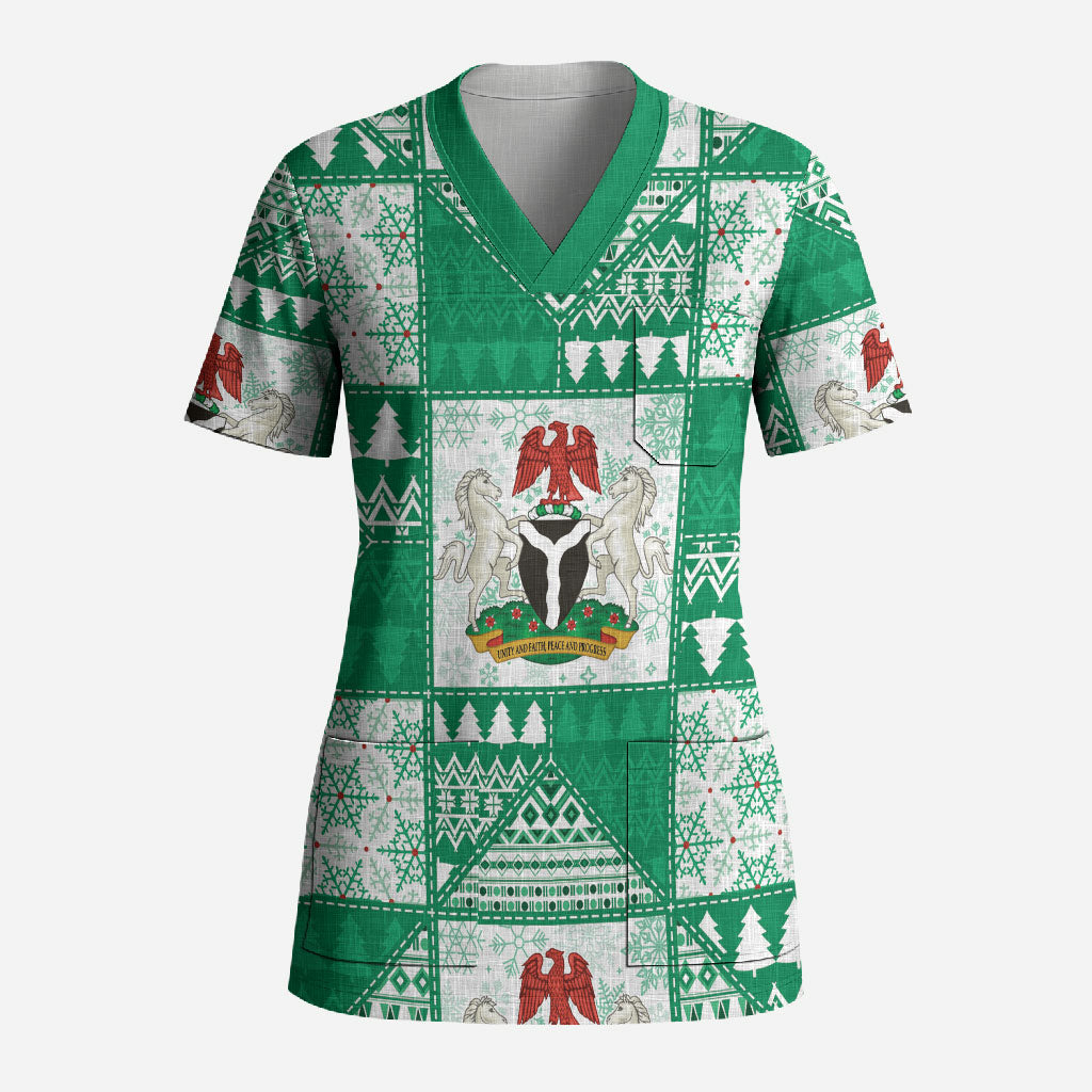 Nigeria Christmas Scrub Top Patchwork Style