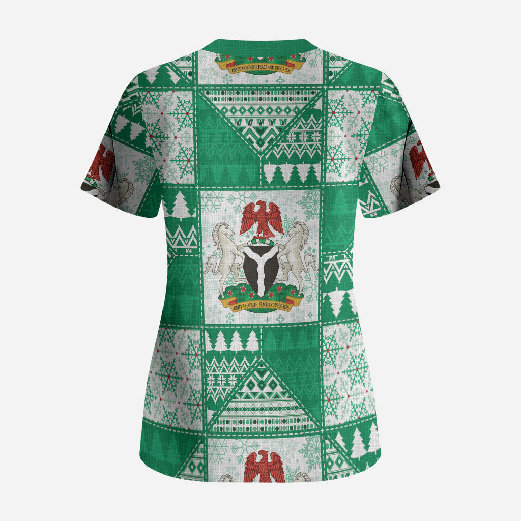 Nigeria Christmas Scrub Top Patchwork Style