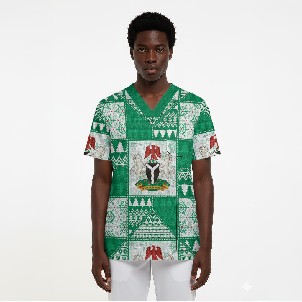 Nigeria Christmas Scrub Top Patchwork Style