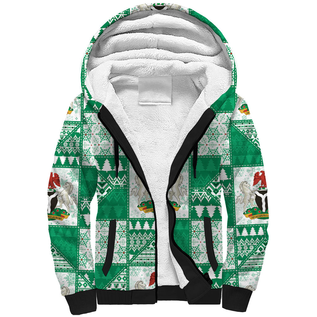 Nigeria Christmas Sherpa Hoodie Patchwork Style