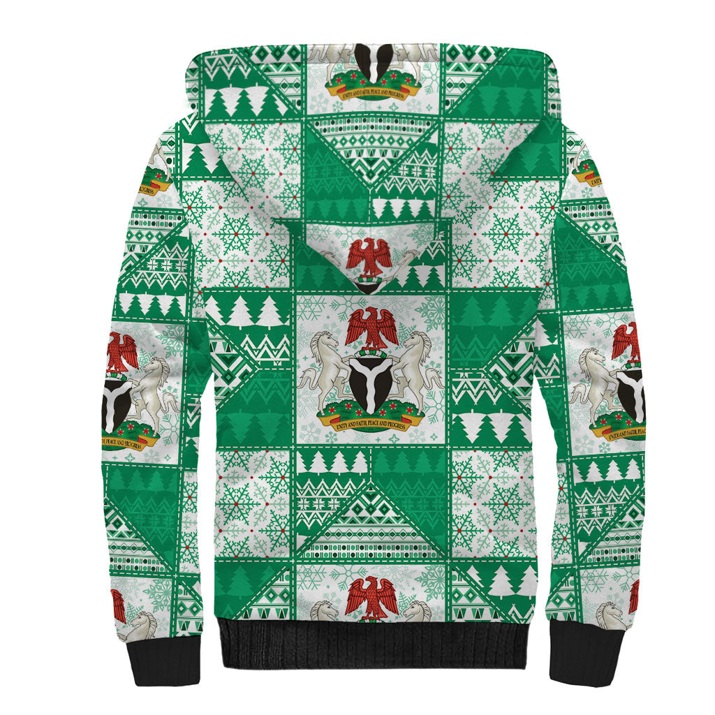 Nigeria Christmas Sherpa Hoodie Patchwork Style