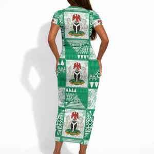 Nigeria Christmas Short Sleeve Bodycon Dress Patchwork Style