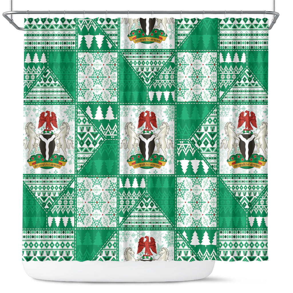 Nigeria Christmas Shower Curtain Patchwork Style