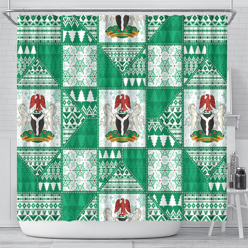 Nigeria Christmas Shower Curtain Patchwork Style