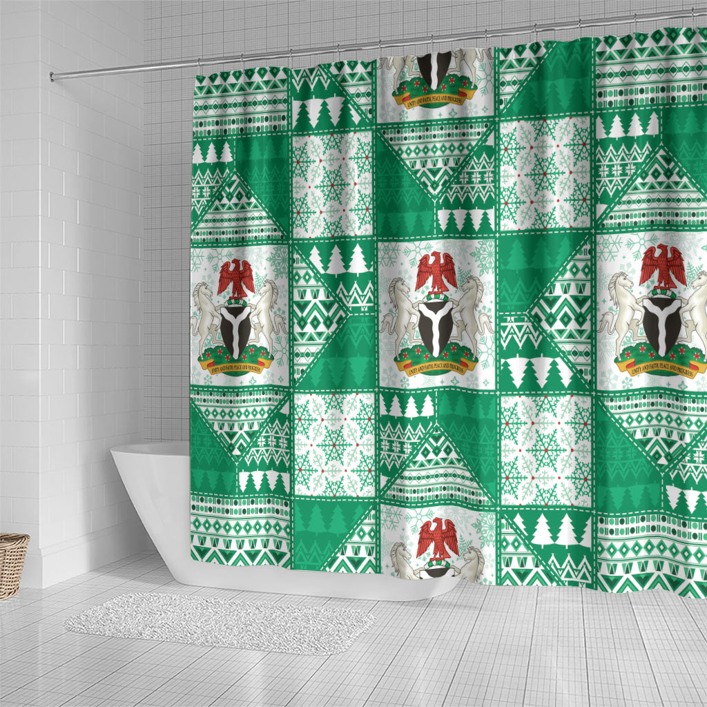 Nigeria Christmas Shower Curtain Patchwork Style