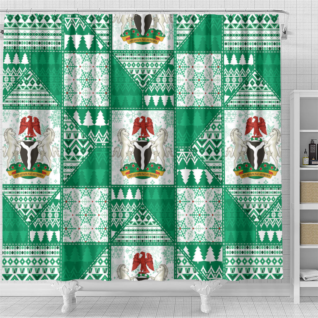 Nigeria Christmas Shower Curtain Patchwork Style