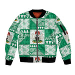 Nigeria Christmas Sleeve Zip Bomber Jacket Patchwork Style