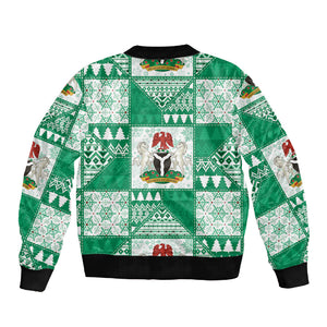 Nigeria Christmas Sleeve Zip Bomber Jacket Patchwork Style