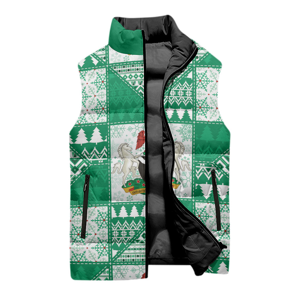 Nigeria Christmas Sleeveless Puffer Jacket Patchwork Style