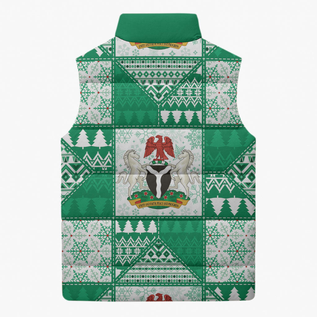 Nigeria Christmas Sleeveless Puffer Jacket Patchwork Style
