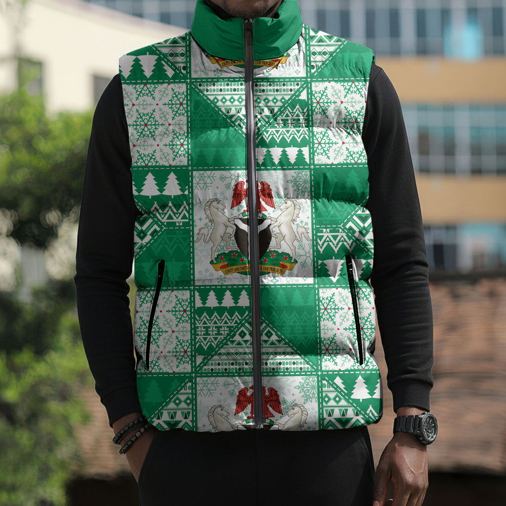 Nigeria Christmas Sleeveless Puffer Jacket Patchwork Style