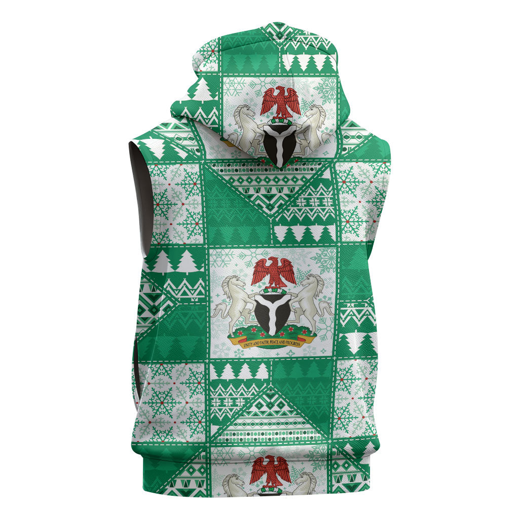 Nigeria Christmas Sleeveless Zip Hoodie Patchwork Style